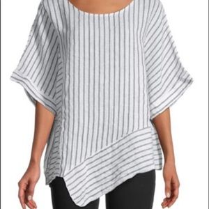 BNWT Saks Fifth Avenue Striped Linen Asymmetric Top size small